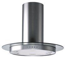 Kitchen Bath Collection HRG90-LED Circular Stainless Steel Island-Mounted Kitchen Range Hood with Tempered Glass...