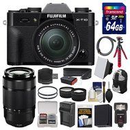 Fujifilm X-T10 Digital Camera &amp; 16-50mm II &amp; 50-230mm II XC Lenses (Black) + 64GB Card + Case + Flash + Battery...