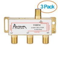 Aurum Cables 8-way Coax Cable Splitter F-type for Video VCR Cable Tv Antenna- Frequency Range 5-2400 Mhz 3-pack N10