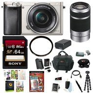 Sony a6000 24.3MP Mirrorless Camera w/ 16-50mm Lens, SEL 55-210mm f/4.5-6.3 E-Mount Lens, 64GB MC, UV Protector...