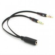CY Black Dual 3.5mm Male to Single Female Headphone Microphone Audio Splitter Cable for Cell Phone &amp; Tablet &amp;...