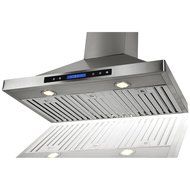 AKDY 36" Convertible Wall Mount Stainless Steel Ductless/Ventless Range Hood with Remote N3