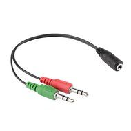 Insten Dual Mic/Audio Stereo Jack Splitter 2 Plug Male to 3.5mm Female Smartphone Headset to PC Adapter, 8 Inch N2