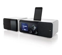 The Cue Radio Model r1 iPod iPhone Dock with Model s1 Satellite Speaker (white) N2