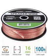 FosPower 14AWG Speaker Wire [14 Gauge | 50 FT] Premium Spooled Oxygen-Free Copper OFC Speaker Wire with Clear... N12
