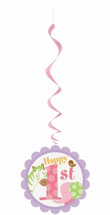 Pink Safari First Birthday Party Blowers, 8ct N36