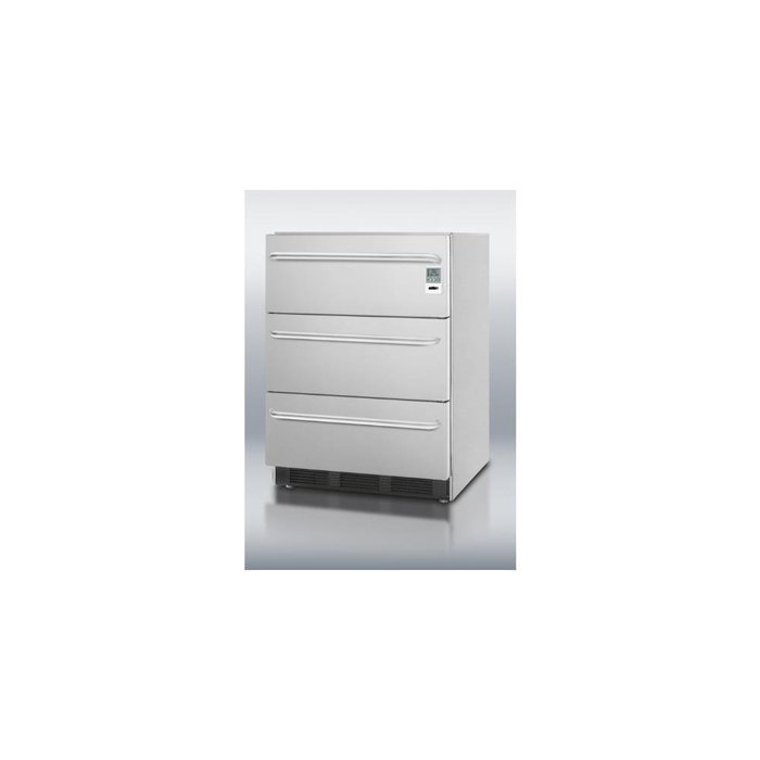Summit SP6DSSTB7MEDADA: ADA compliant commercial 3-drawer refrigerator in stainless steel for built-in use, with...