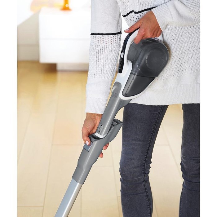 Black+Decker HFEJ415JWMF10 SMARTECH Cordless 16V Lithium 2-N-1 Floor Extension Stick Vacuum - White N2