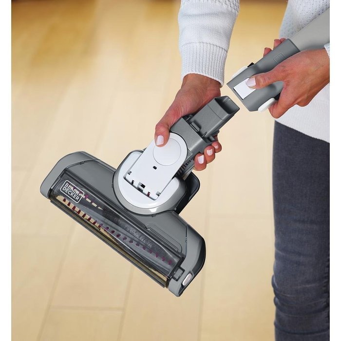 Black+Decker HFEJ415JWMF10 SMARTECH Cordless 16V Lithium 2-N-1 Floor Extension Stick Vacuum - White N3