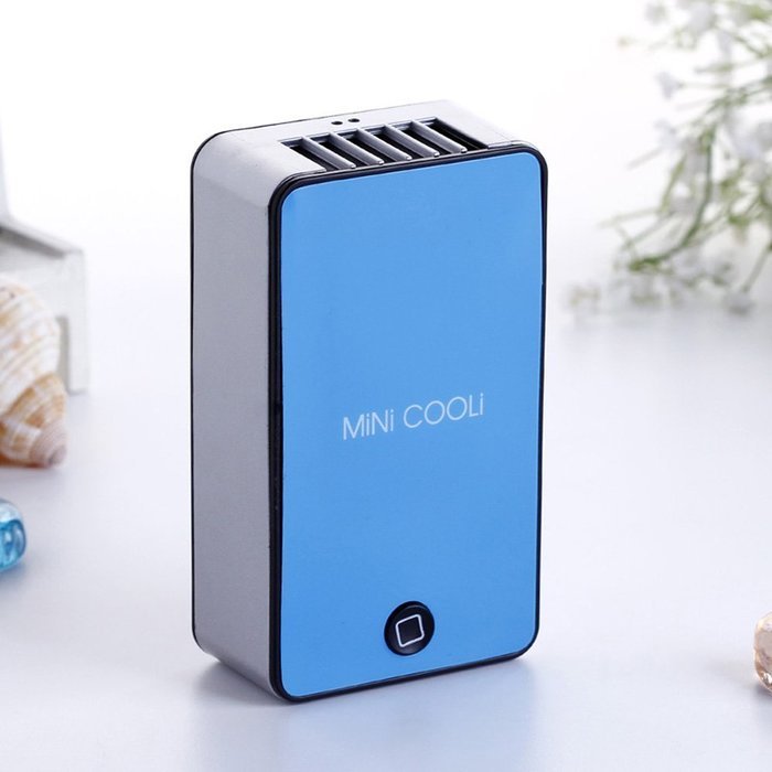 Vktech Mini Portable USB Rechargeable Hand Held Air Conditioner Summer Fan (Blue)