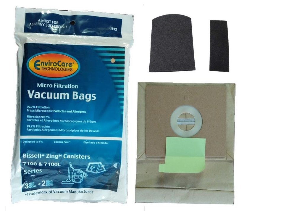 9 (3 pkgs) Bissell Zing Vacuum Bags + Filters Maintenance Kit 3210, Inlet filter 203-7052, 1 Final filter-203-...