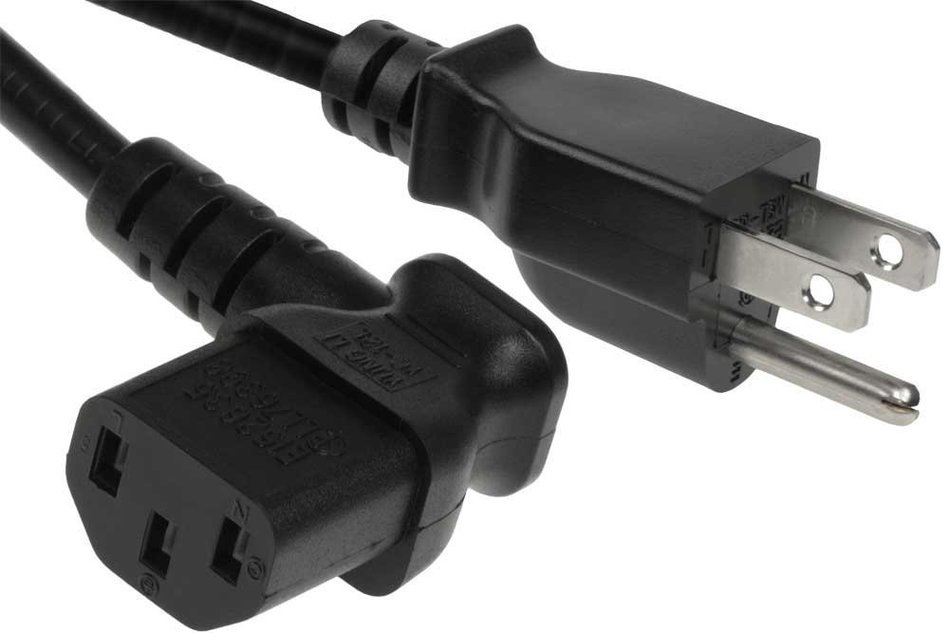 SF Cable, 3ft Left Angle Power Cord 10Amp 18/3 AWG NEMA 5-15P to C13 N3