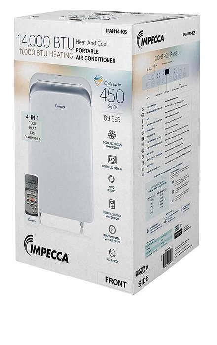Impecca IPAH14-KS 14,000 BTU Heat & Cool Portable Air Conditioner with Electronic Controls