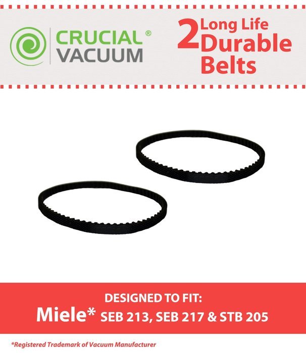 Crucial Vacuum 2 Miele Power Nozzle Belts Fits Miele STB205, SEB213, SEB217 SEB 213, SEB 213-2, SEB 217 and SEB...