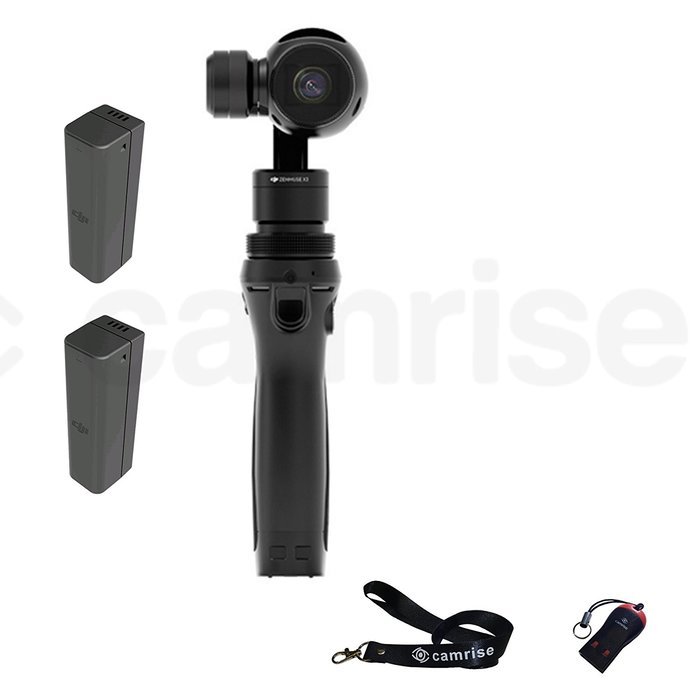 DJI Osmo, Fully Stabilized 4k, 12mp Camera with Camrise Starter Plus Bundle: 2 Extra Batteries, Lanyard and USB...