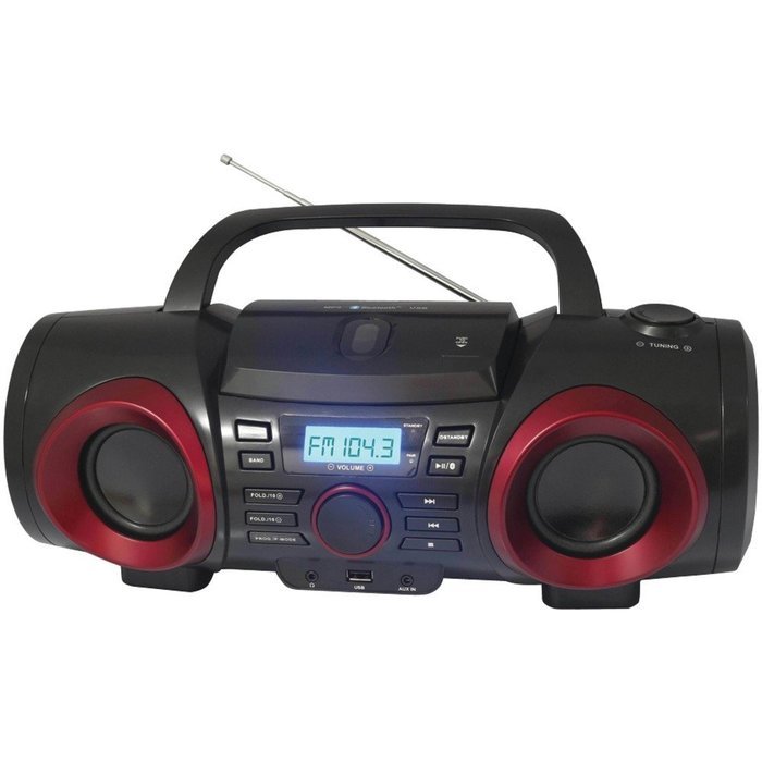 CLASSIC BLTH BOOMBOX, MP3/CD Classic Bluetooth(R) Boombox, Pairs with any Bluetooth(R)-enabled device, Plays MP3...