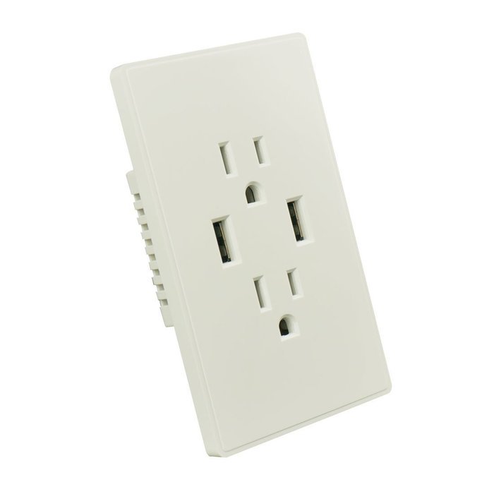 SeeWonder 2 AC Outlet Socket Wall Mount Surge Protector with Dual USB Charging Port Wall Charger 2.1A N3