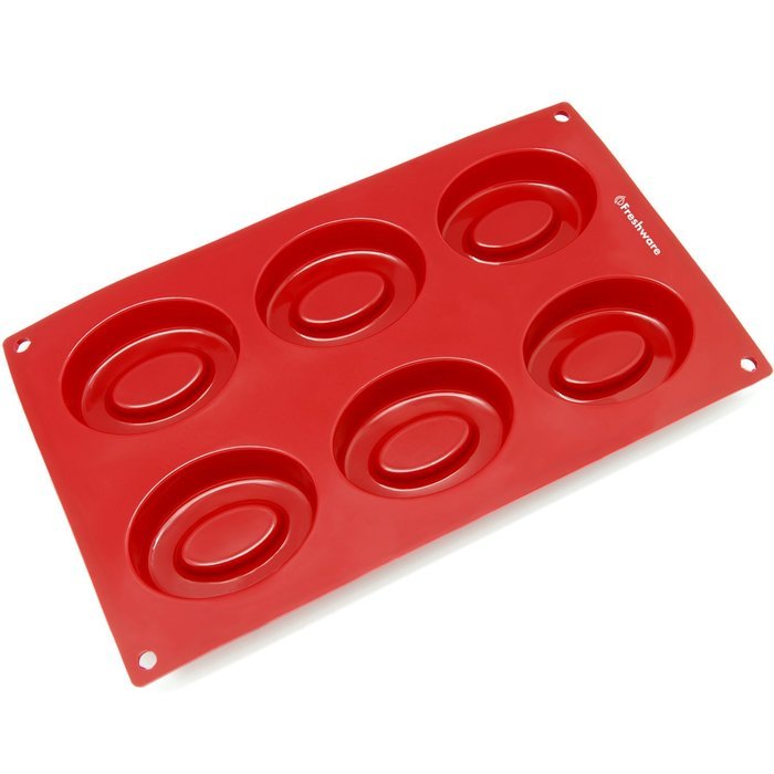 Freshware SL-133RD 8-Cavity Square Silicone Mold for Soap, Bread, Loaf, Muffin, Brownie, Cornbread, Cheesecake... N7