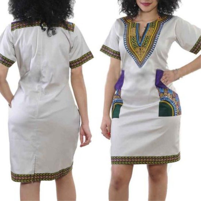 Women Dress,Haoricu Women Sexy V-collar Ethnic Style Print Casual Short Sleeve Dress