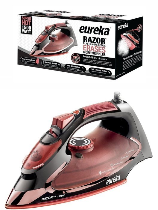 Eureka Razor Powerful Steam Iron ,Burst Super Hot 1500 Watt Iron Marsala Pouch Included