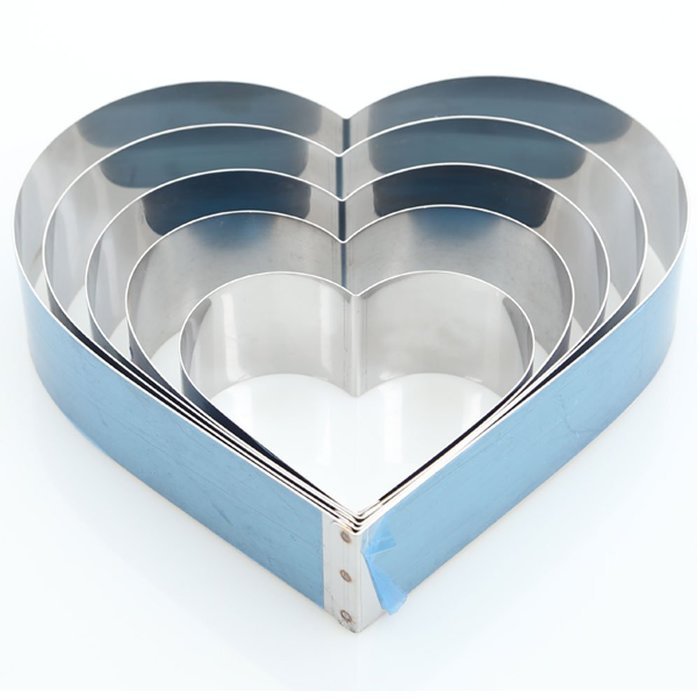 Hanason Stainless Steel Rings Hart Molding Plating Forming Cake Mousse Rings 5pcs N3