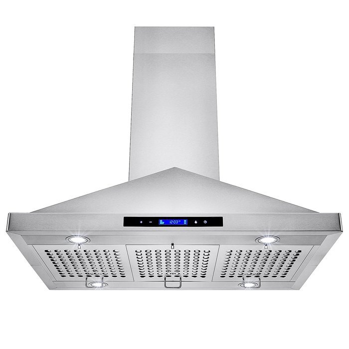 Golden Vantage 36" Island Mount LED Display Touch Control Stainless Steel Kitchen Cooking Fan Range Hood N2