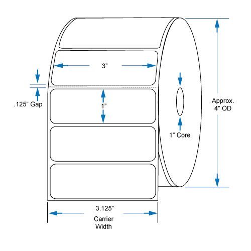 800530-105 Compatible KENCO&reg; Brand 3 inch x 1 inch with perf Direct Thermal Labels to fit Eltron or Zebra Printers...
