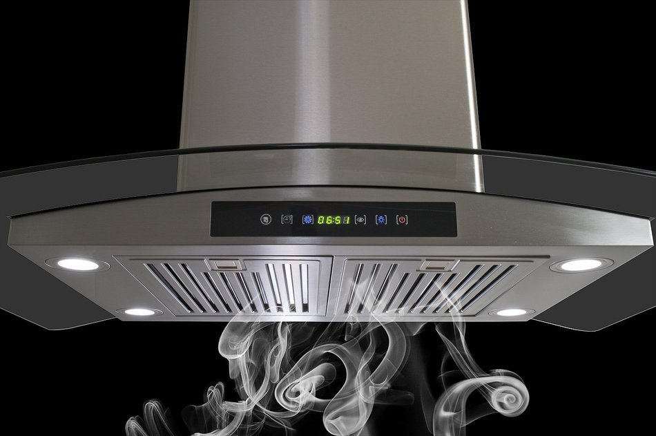 Golden Vantage Stainless Steel 36" Euro Style Ventless/Ductless Island Mount Remote Range Hood LED Screen GVAIS3... N6