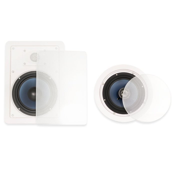 Blue Octave LH-625 In Wall and In Ceiling 6.5" Speakers Home Theater Surround Sound 5 Speaker Set N3