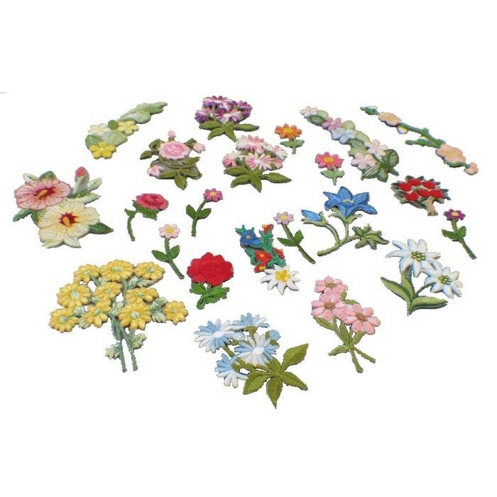 20pcs Randomly Colorfull Embroidery Boutique Applique Assorted flower (20)