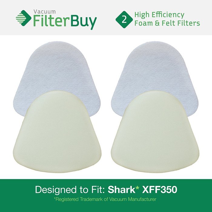 2 - Shark XFF350 Navigator Lift-Away Foam & Felt Replacement Vacuum Filter Kits. Designed by FilterBuy to Replace...