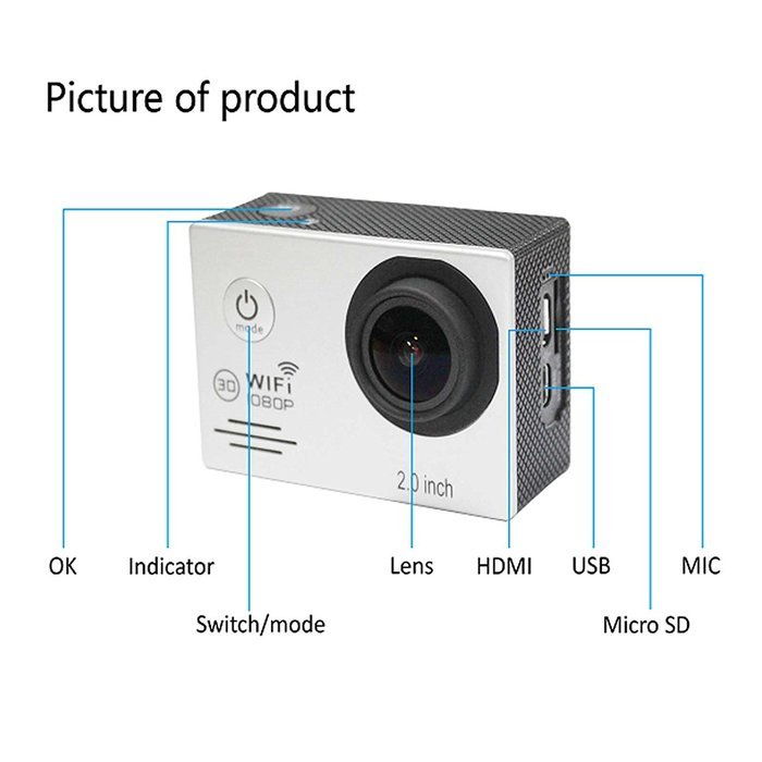 SZMWL Action Sports Camera 7000 Waterproof WIFi Action Camera 12MP 1080P HD 2.0"LCD + 170&iexcl;&atilde;Wide Angle Lens Diving... N2