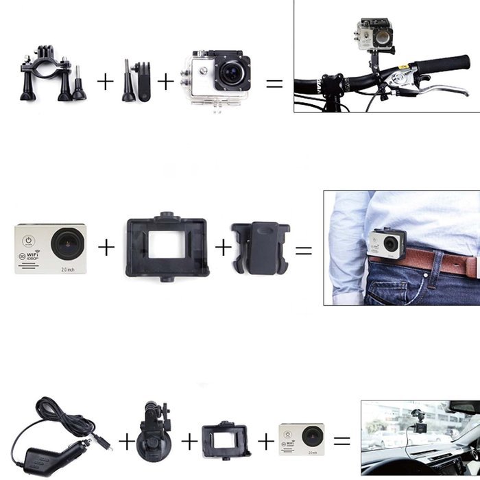 SZMWL Action Sports Camera 7000 Waterproof WIFi Action Camera 12MP 1080P HD 2.0"LCD + 170&iexcl;&atilde;Wide Angle Lens Diving... N3
