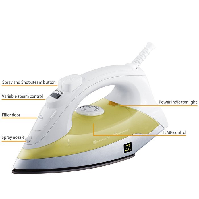 ZZ ES2362-T Steam Iron with Nonstick Soleplate, Tan N2