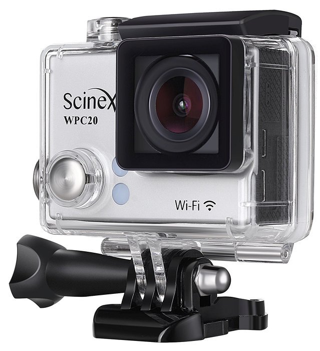 Scinex&reg; WPC20 16GB WiFi HD 1080P 12MP Waterproof Sports Camera + Telescope Pole and Mounts - US Warranty (Silver) N4