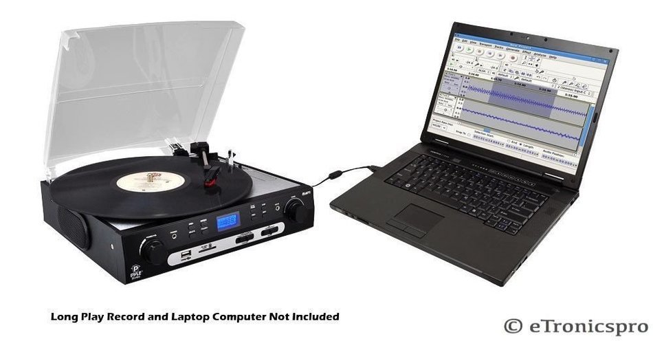 S&S Pyle 3-speed Turntable Record Player Vinyl Usb Sd Mp3 ENCODING Am/fm Radio New
