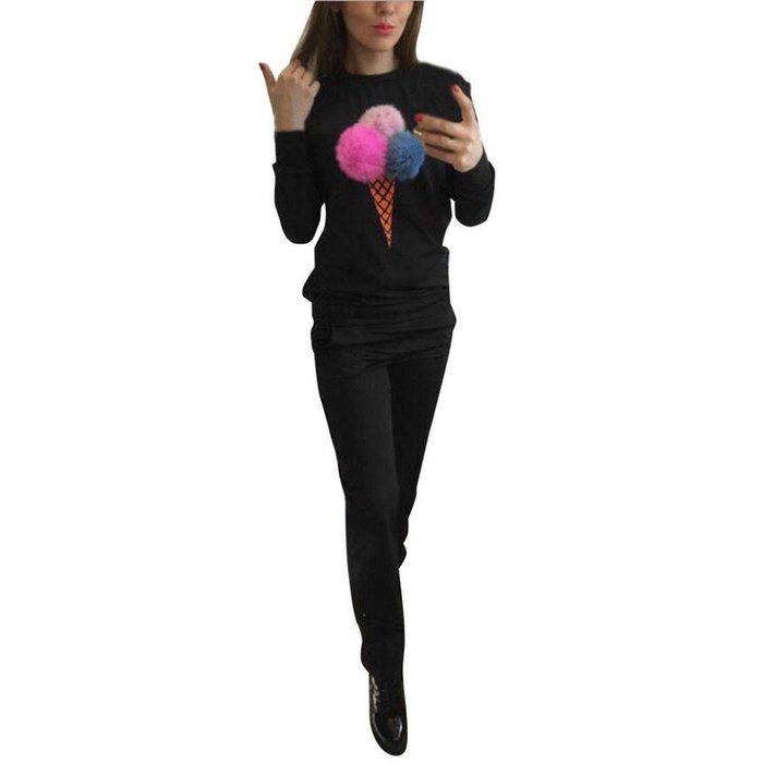 Sweatshirt Sets,Morecome Women Sweatshirt Long Sleeve Blouse Long Pants Outfit (XL, Black) N3