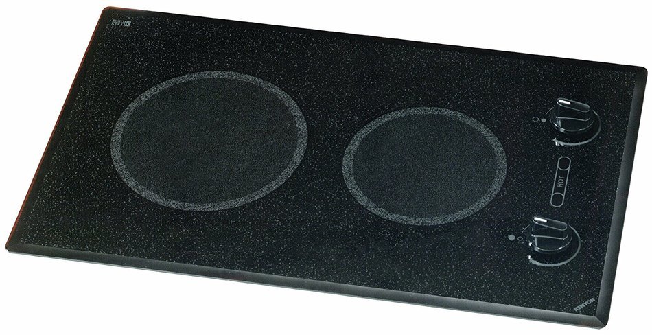 Kenyon B41510 6-1/2 and 8-Inch Mediterranean 2-Burner Cooktop with Analog Control UL, 120-volt, Black