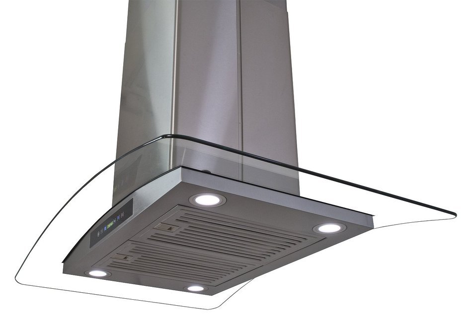 Golden Vantage Stainless Steel 36" Euro Style Ventless/Ductless Island Mount Remote Range Hood LED Screen GVAIS3... N8