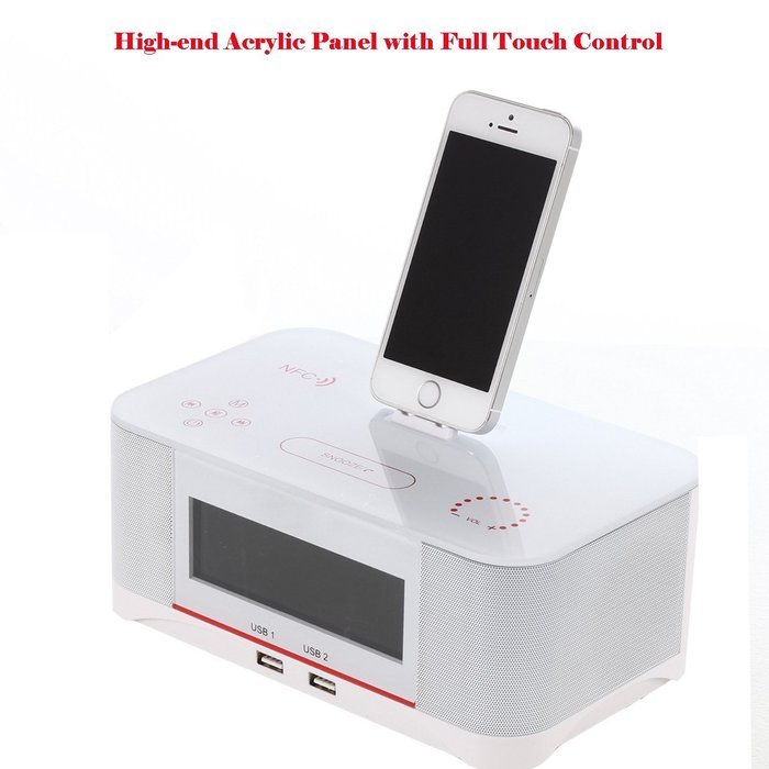 Plater A8 Touch Digital Dual Alarm FM Clock Radio Bluetooth 4.0 Speaker, Battery Backup, Snooze and Sleep Timer...