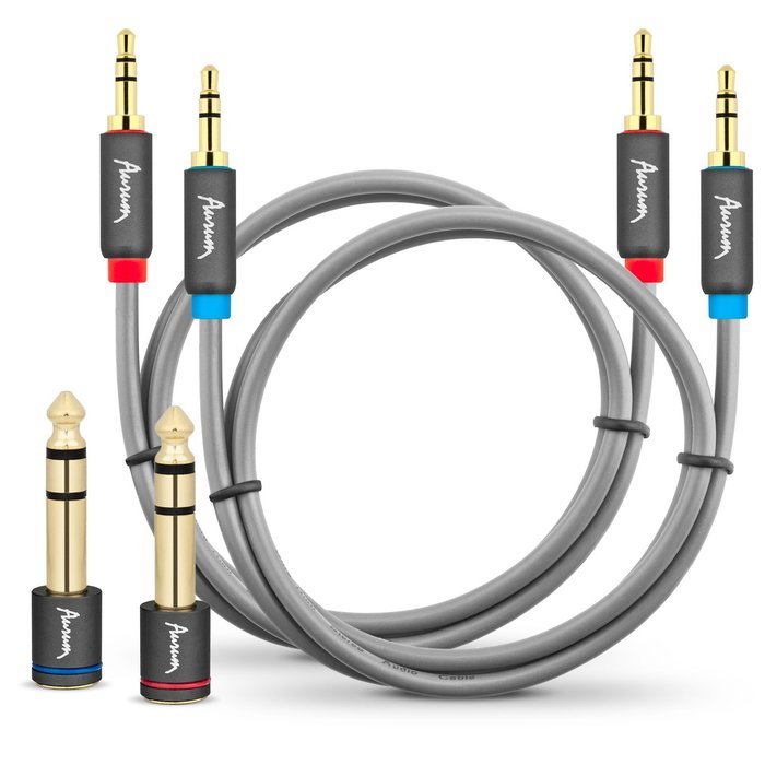 Aurum Cables Male to Male 3.5mm Universal 24K Gold Plated Auxiliary Audio Stereo Cable with 3 6.35mm Male to 3.5mm... N17