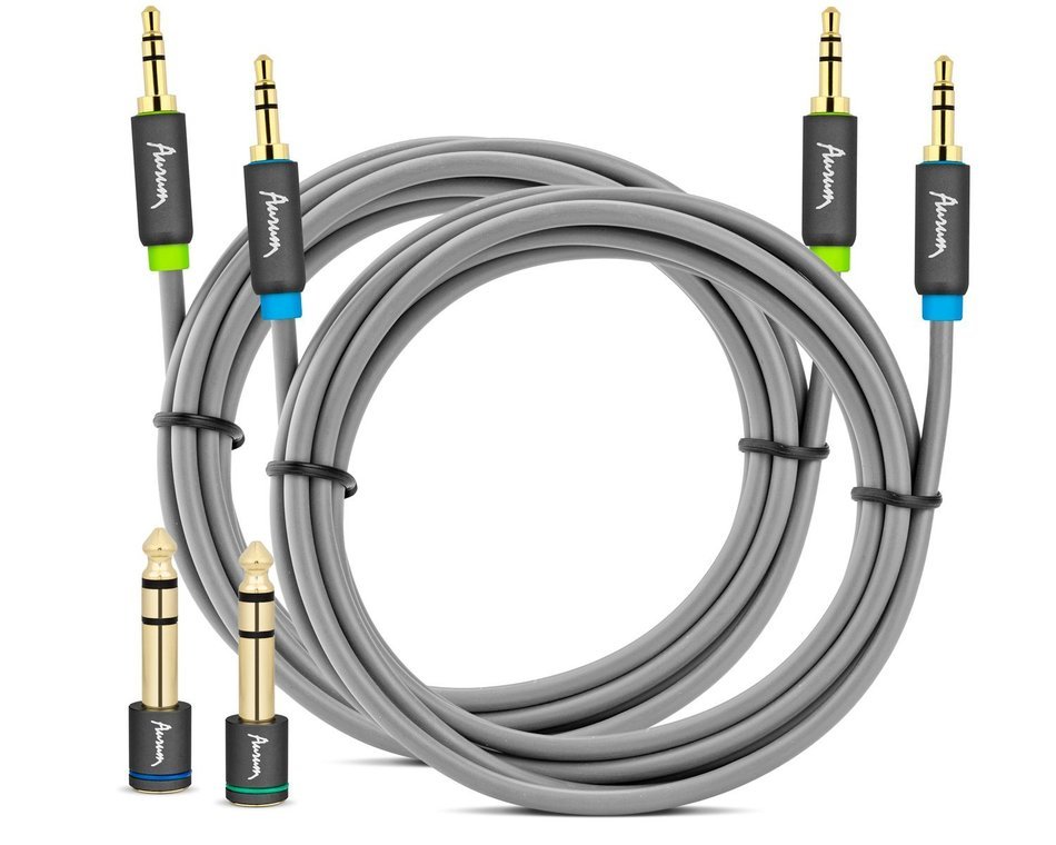 Aurum Cables Male to Male 3.5mm Universal 24K Gold Plated Auxiliary Audio Stereo Cable with 3 6.35mm Male to 3.5mm... N18