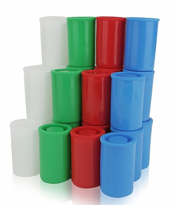 Homeio 35mm/41mm Film Canisters ''Multi-Color'' Red-Green-Blue-White Empty Photo Storage Containers with Airtight... N3