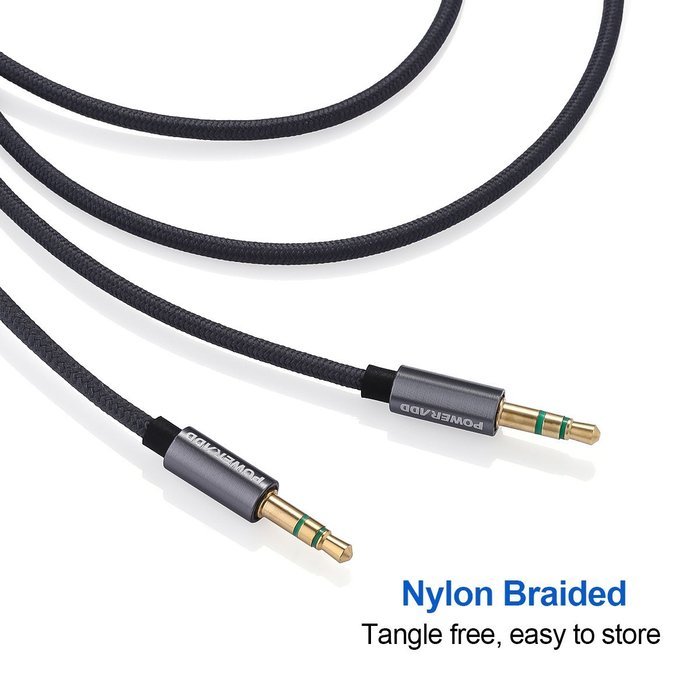 Poweradd Nylon Braided Stereo Audio Cable (3.3ft / 1m) Gold Plated Tangle-Free 3.5mm Male to Male AUX Cable for... N2