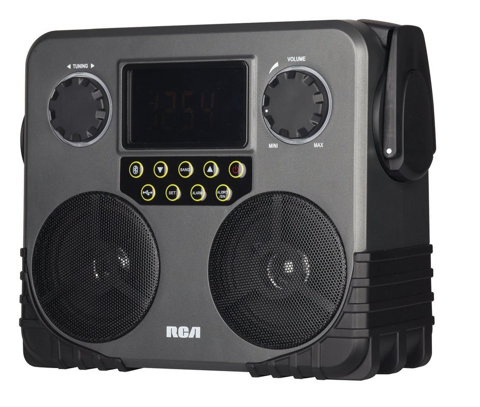 RCA RCAEP700WR RCA 14-In-1 Multi-Function Jobsite AM/FM/NOAA Radio with Solar Charging and Bluetooth, Gray N2