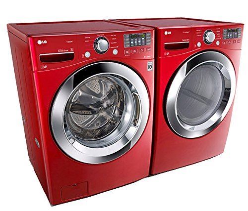 LG PAIR SPECIAL-"Wild Cherry Red" Ultra Large Capacity Laundry System with Steam Technology(WM3370HRA_DLEX3370R)