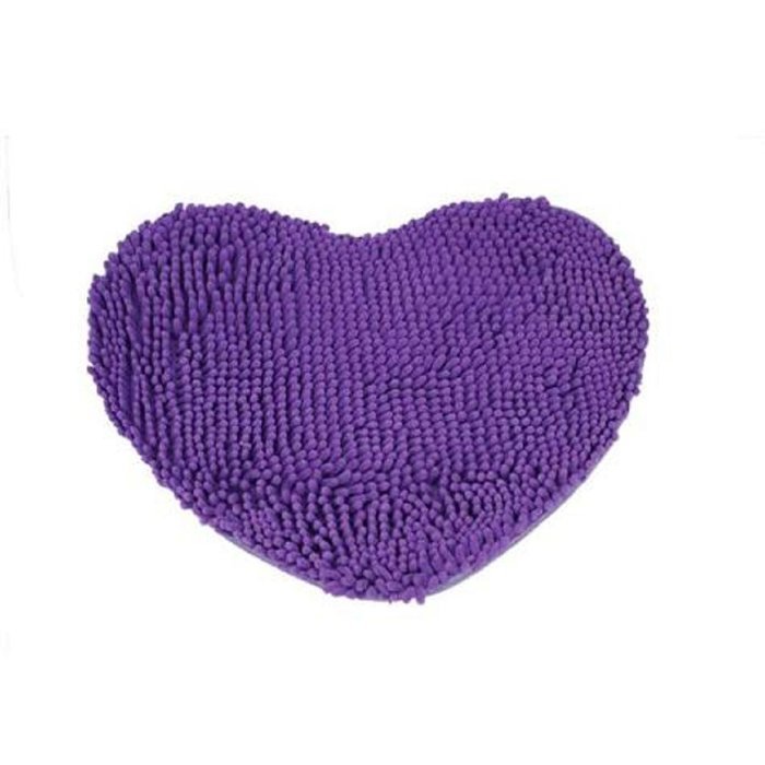 Kingfansion Bedroom Door Mat Heart Shaped Carpet Fluffy Chenille Rug Cushion (Purple)
