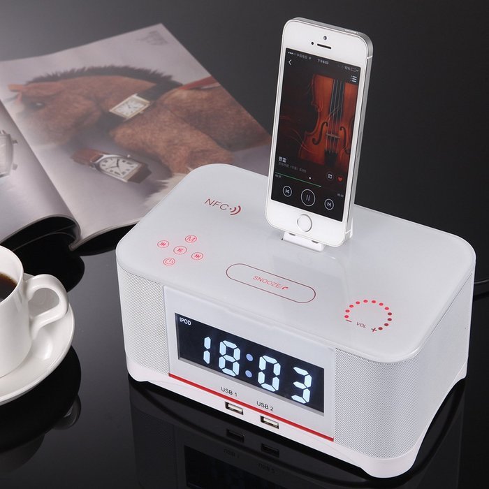 Plater A8 Touch Digital Dual Alarm FM Clock Radio Bluetooth 4.0 Speaker, Battery Backup, Snooze and Sleep Timer... N3