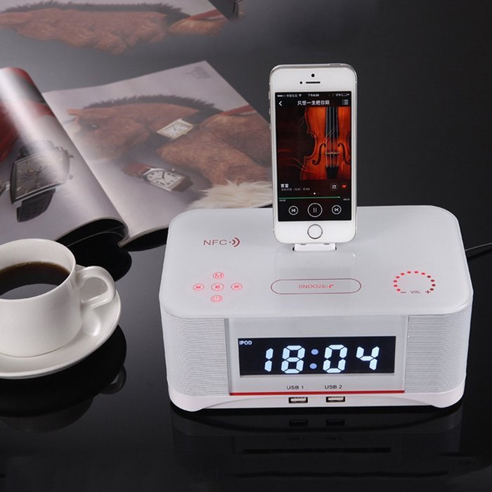 Plater A8 Touch Digital Dual Alarm FM Clock Radio Bluetooth 4.0 Speaker, Battery Backup, Snooze and Sleep Timer... N4