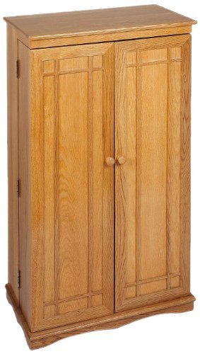 Leslie Dame CD-612W Solid Oak Multimedia Storage Cabinet with Classic Mission Style Doors, Walnut